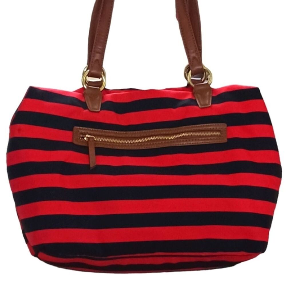Liz Claiborne Shoulder Bag Red & Blue All Purpose with Pockets & Zipper Closure.